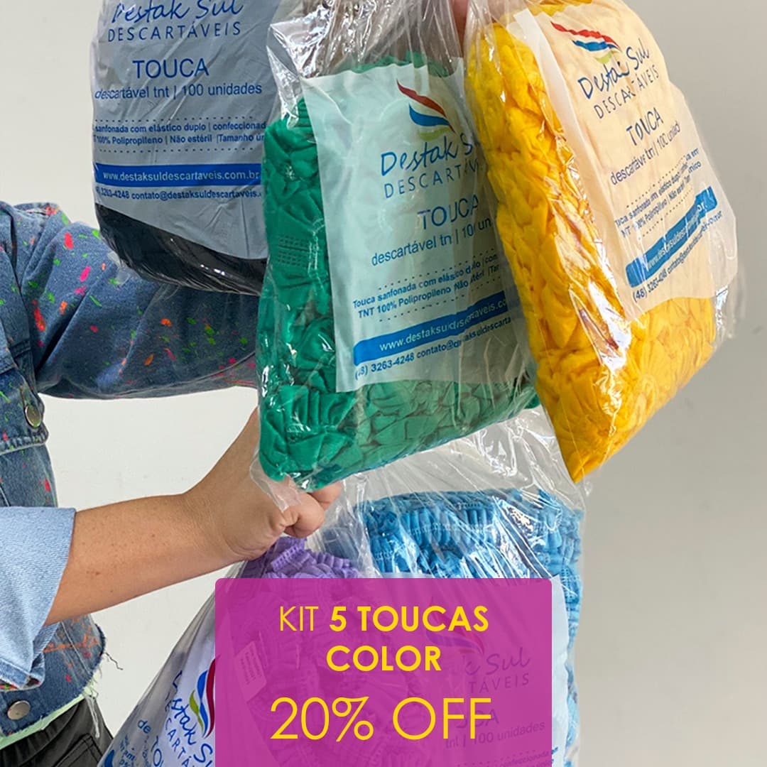 Kit Touca Descartável Color com maior conforto 5 Pacotes Coloridos - Portal do Médico
