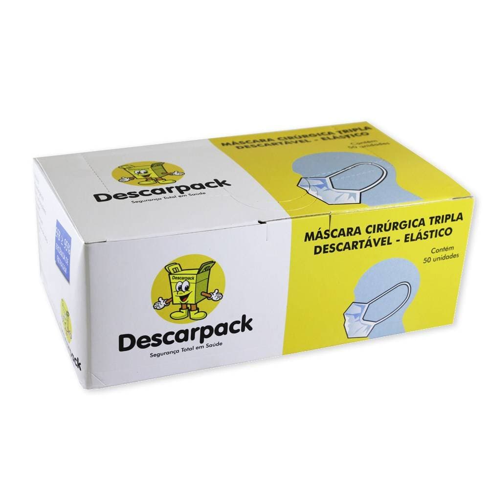 Máscara Cirúrgica Tripla com Elástico Cx c/ 50 caixinhas - Descarpack - Portal do Médico