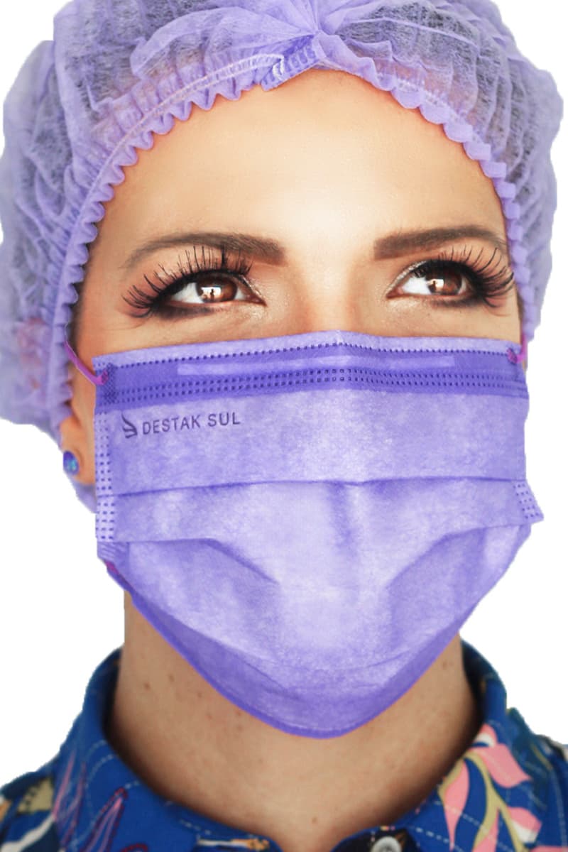 MASCARA CIRÚRGICA LILAS DESTAK C/ ELAST CX C/50 UN - Portal do Médico