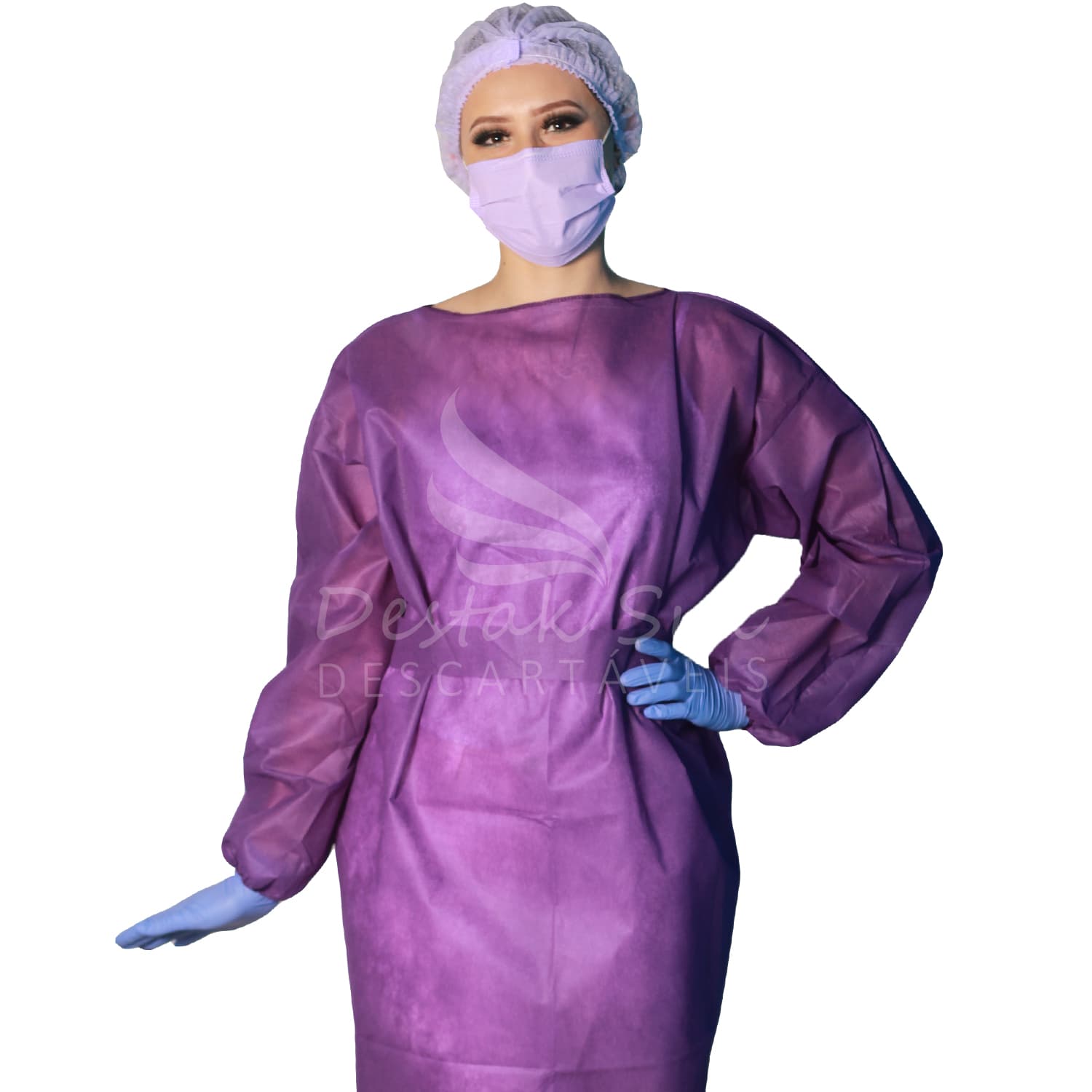 AVENTAL ML ROXO 40G C/ TIRAS C/ 5 UN DESTAK