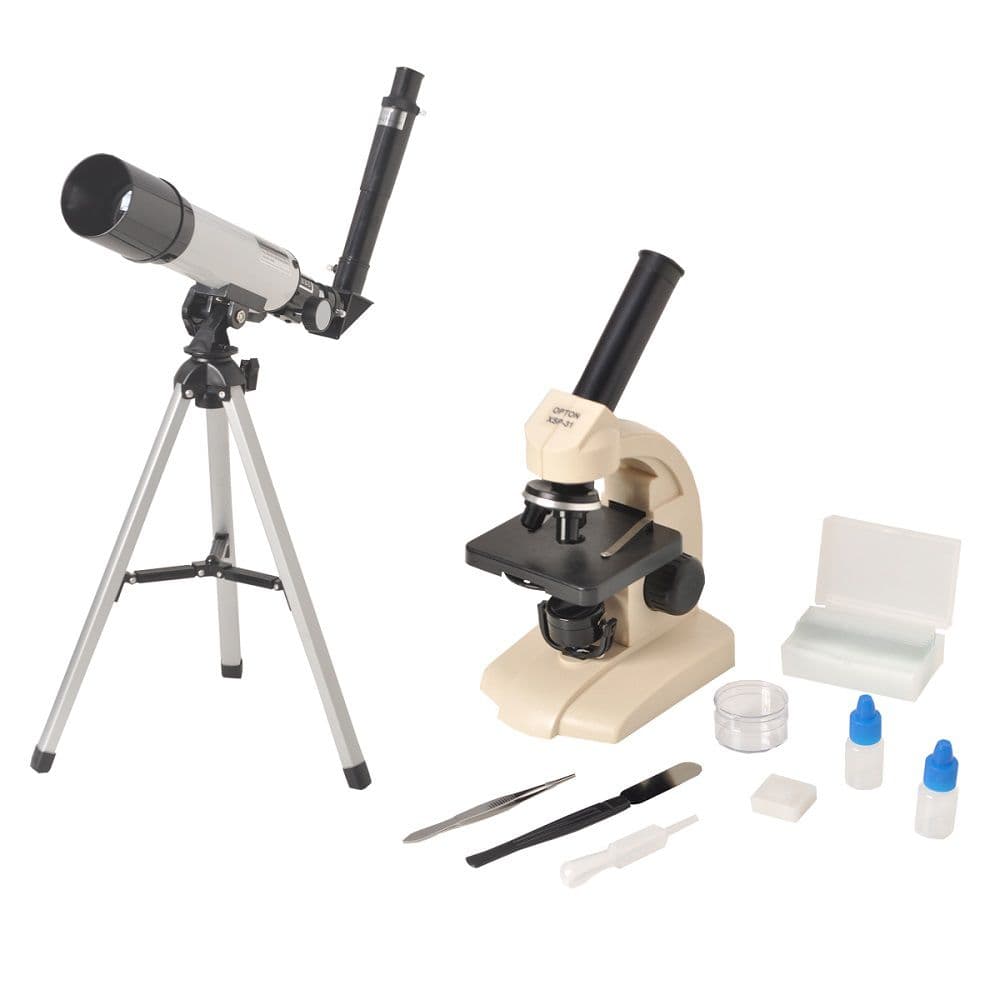 MICROSCÓPIO MONOCULAR ATÉ 400X + TELESCÓPIO C/AMPLIAÇÃO DE 50 À 90X. - Portal do Médico