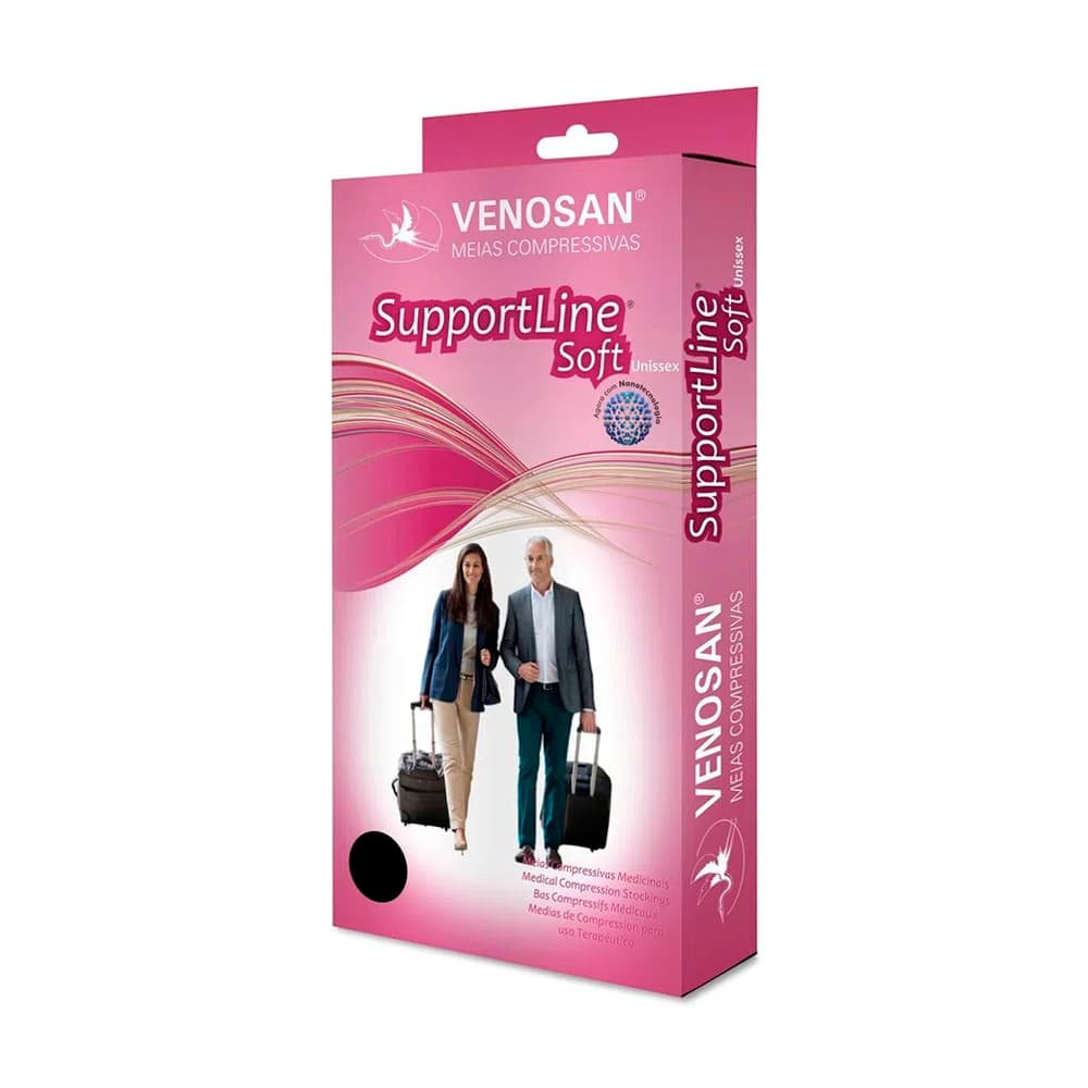 Meia Compressiva Supportlinesoft Pf 3/4 18-22mmhg Ad Venosan (M-Preto)