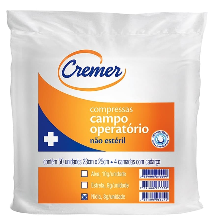 Compressa Campo Operatório Nídia Não Estéril C/50un Cremer (25cmx23cm)