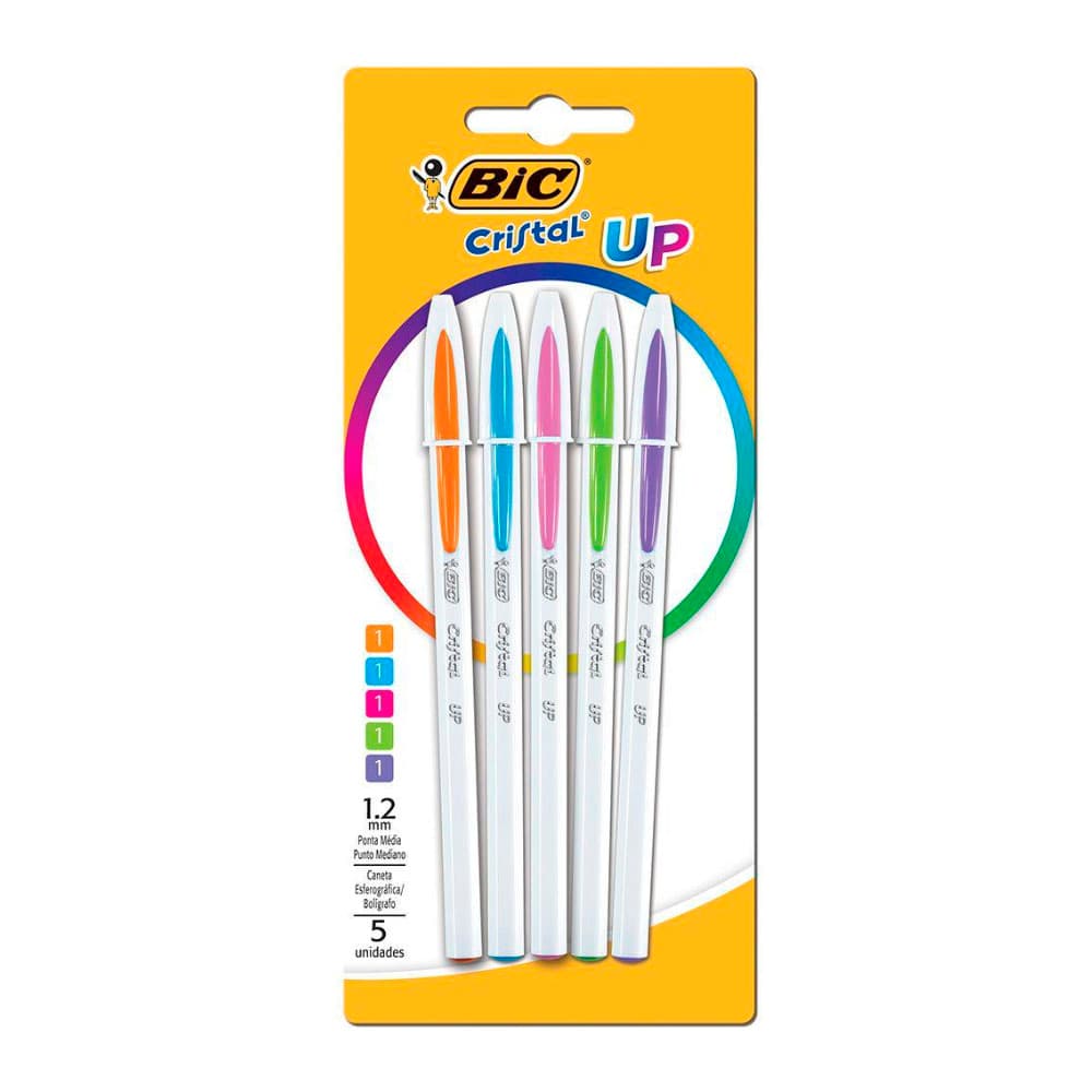 Caneta Esterografica Kit Com 5 Cores Ponta 1,2mm Bic Cristal - Portal do Médico