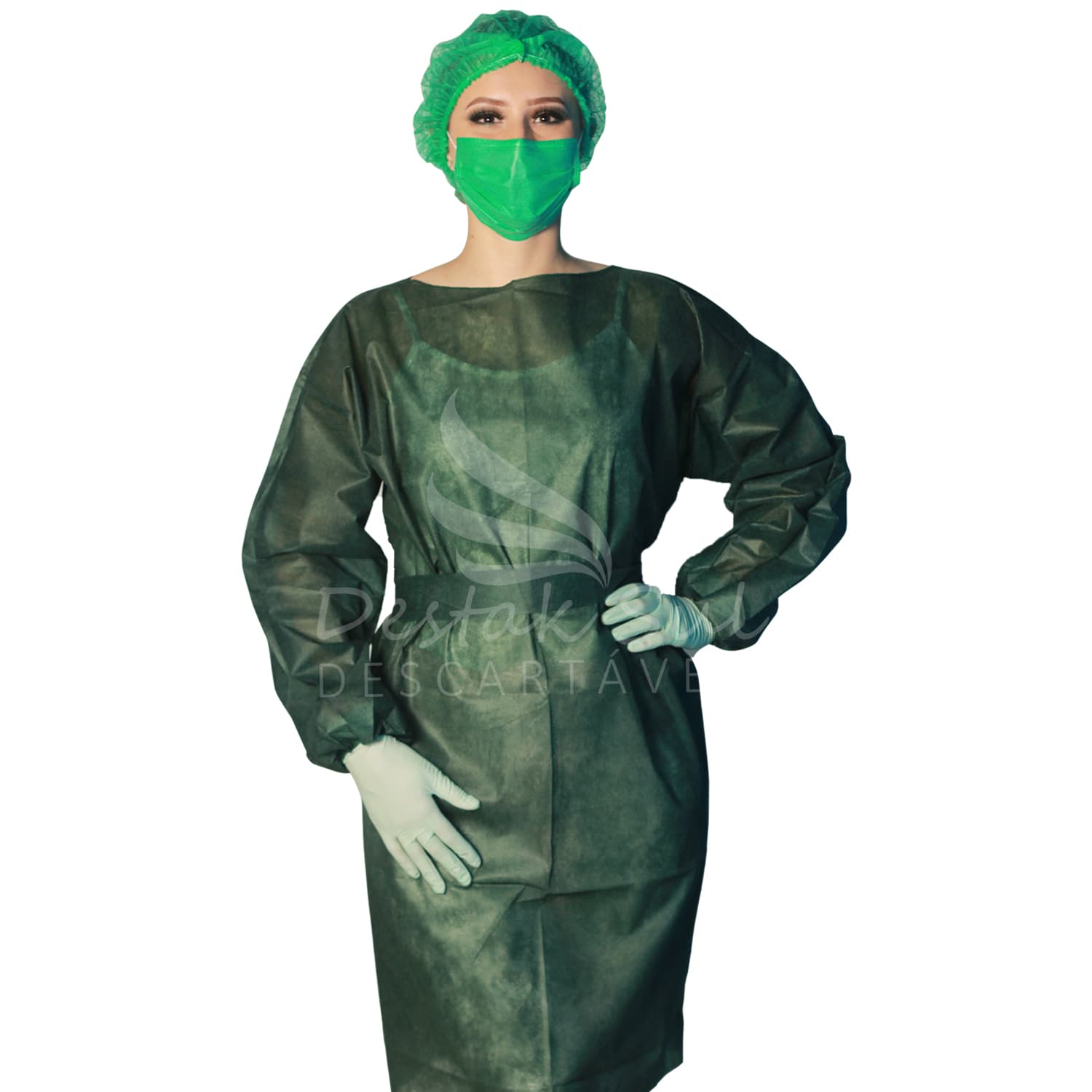 AVENTAL ML VERDE MUSGO 40G C/ TIRAS C/ 5 UN DESTAK