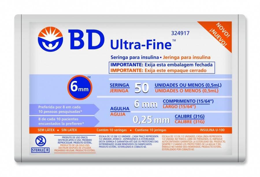 Seringa 0,5 mL Ultra-Fine II Com Agulha 6X0,25 - BD
