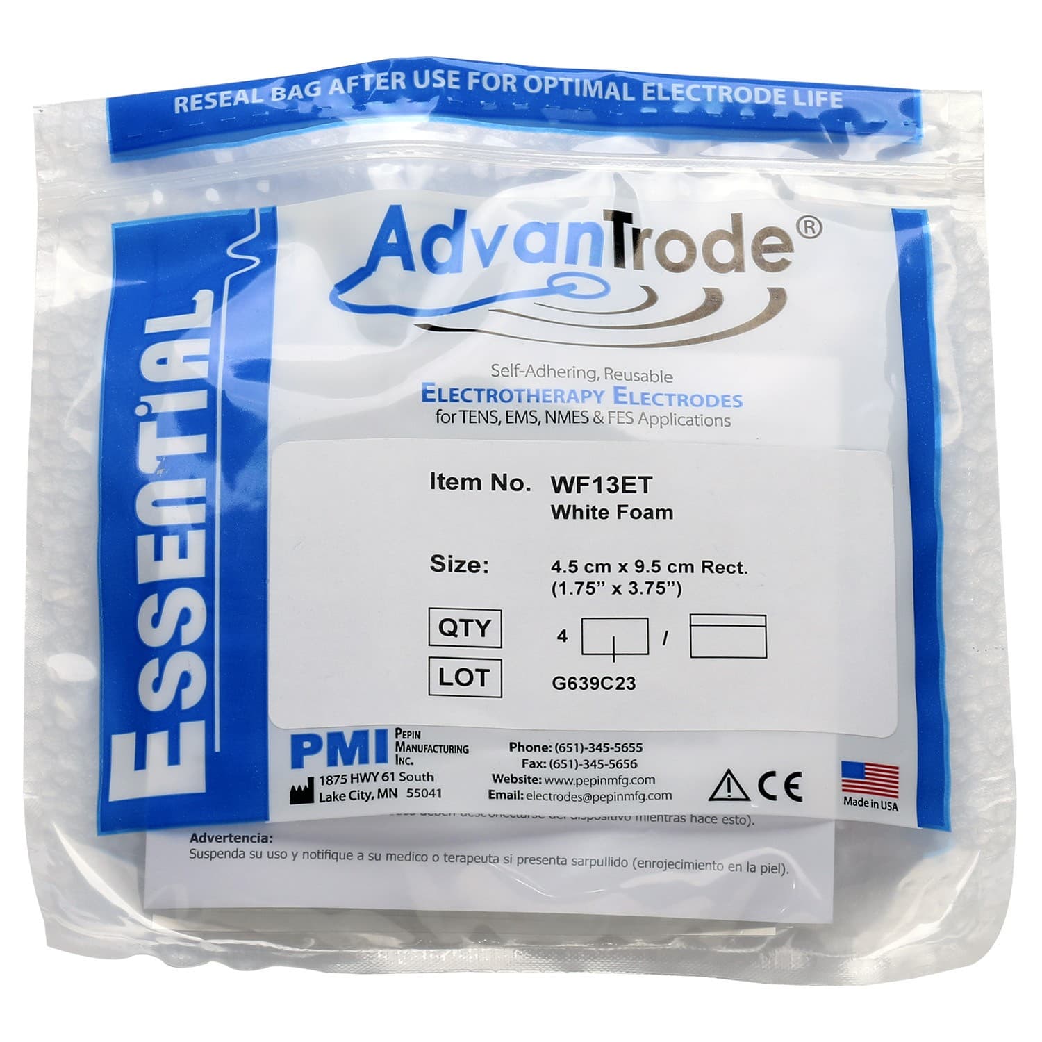 Eletrodo Adesivo Fisioterapia C/4un Tam 5x5cm Advantrode