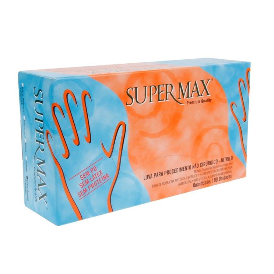 Luva Procedimento Nitrilo Azul C/100 Un Supermax (P)