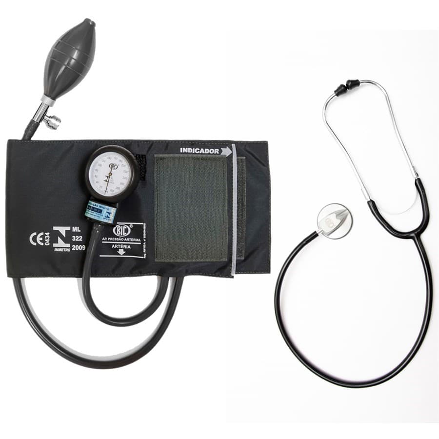 Aparelho de Pressão Esfigmomanômetro Adulto Nylon Velcro Preto - BIC +