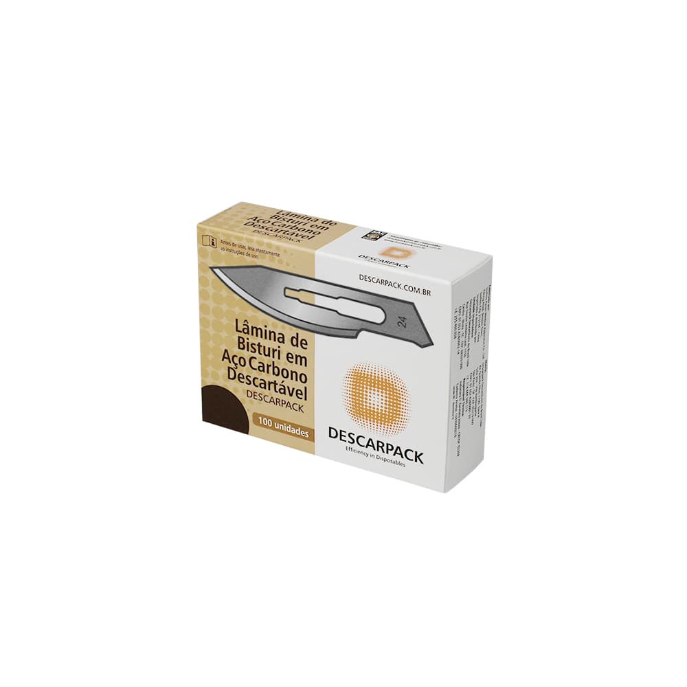 Lâmina De Bisturi Aço Carbono Descartável C/100un Descarpack (N°24) - Portal do Médico