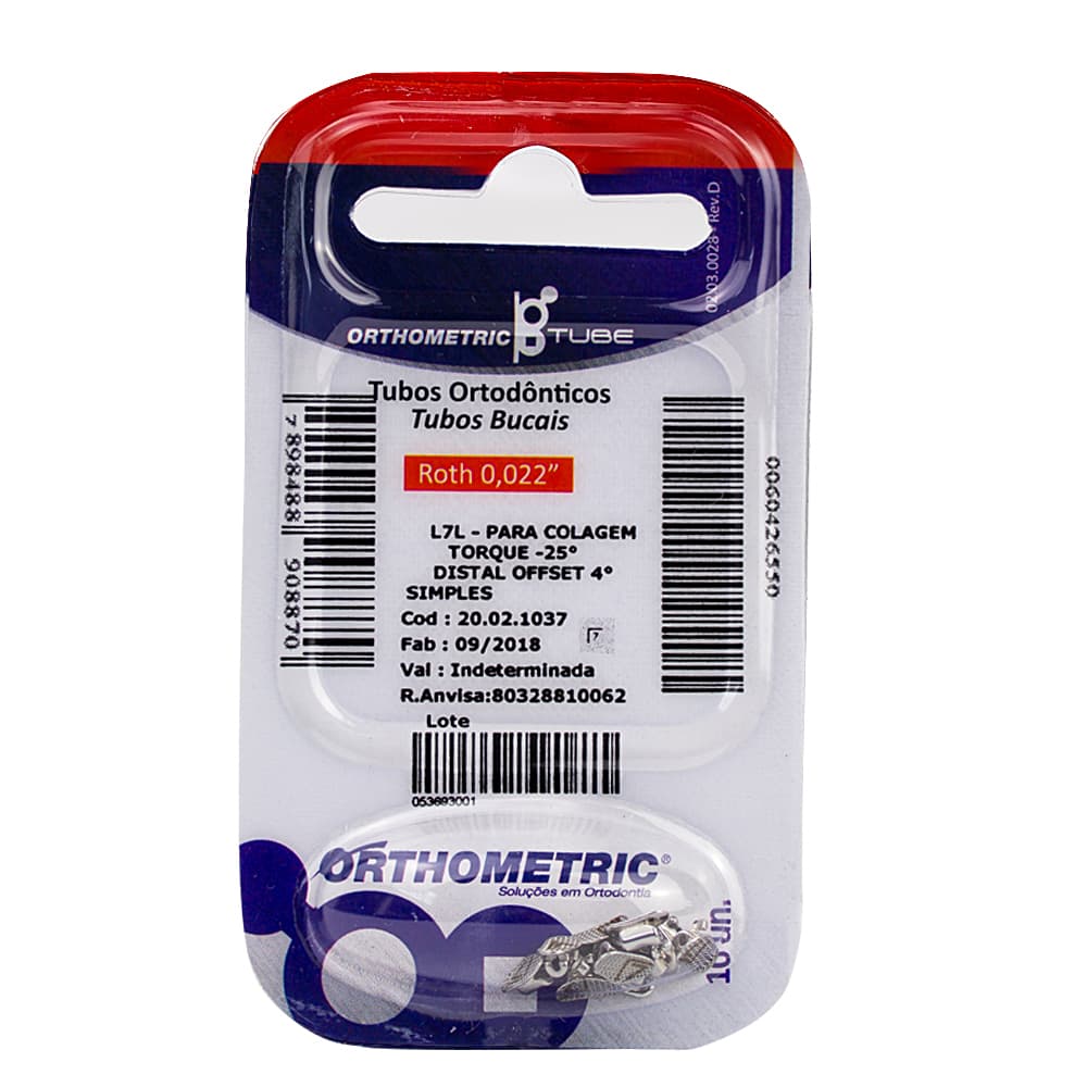 Tubo Simples Para Colagem Roth 0.022 2° Molar Inferior C/10 (Esquerdo-37) - Portal do Médico