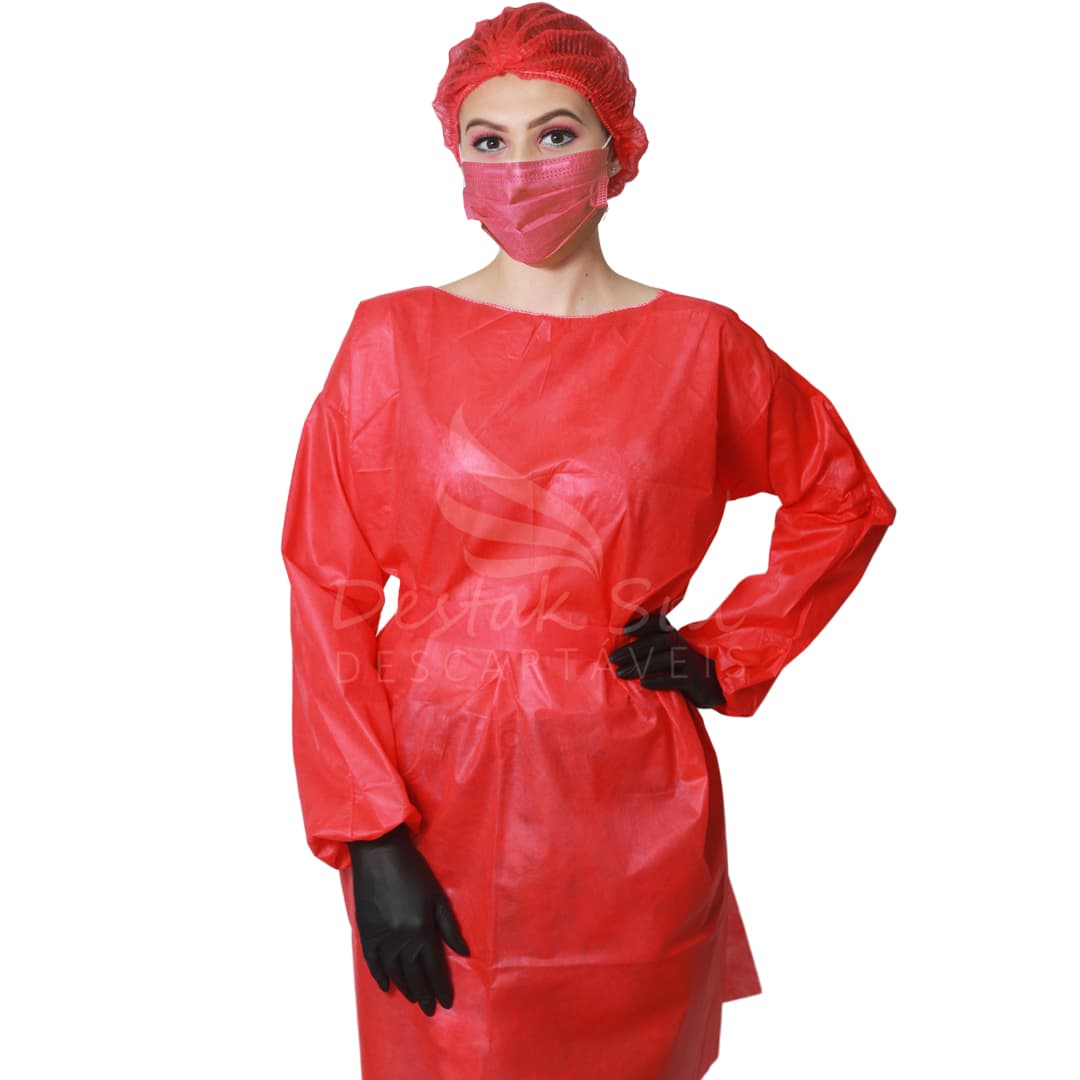 AVENTAL ML VERMELHO 40G C/ TIRAS C/ 5 UN DESTAK