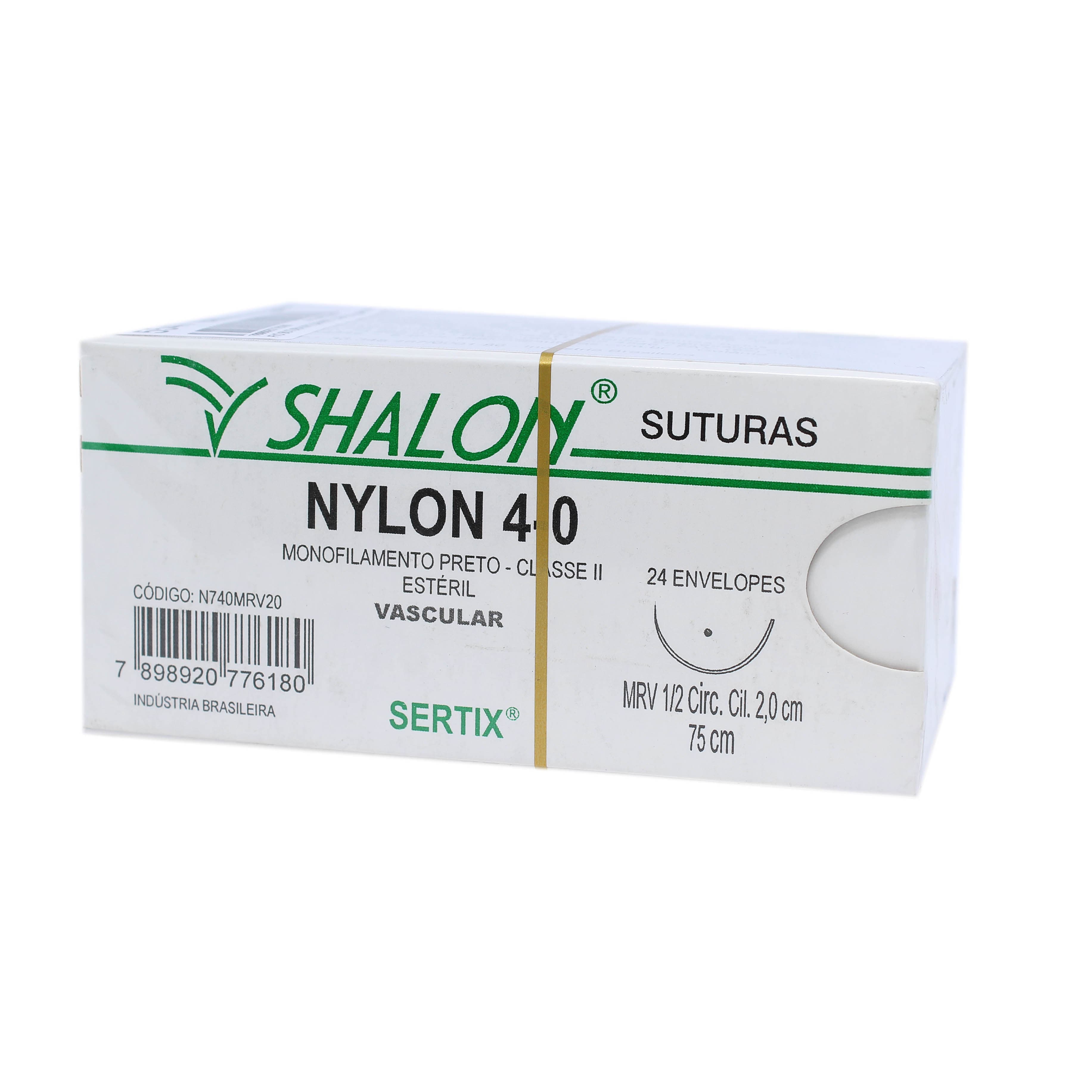 Fio Sutura Nylon Preto Com 24 Unidades Fio 75cm (4-0-Ag-2,0cm1/2circular-Q)