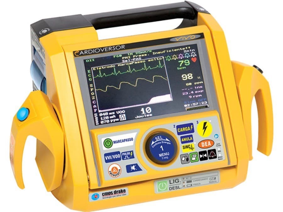 Cardioversor Bifásico VIVO com PNI e Oximetria - CMOS Drake