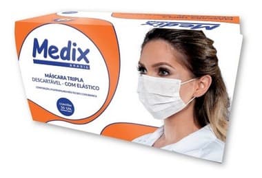 Mascara Descartável Com 50 Unidades - Anvisa -Medix Branca - Portal do Médico
