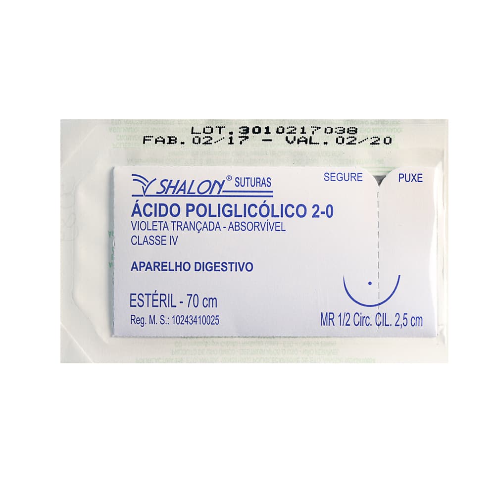 Fio Sutura Ácido Policlicolic A Unidade Shalon (2-0-Ag-2,5cm)