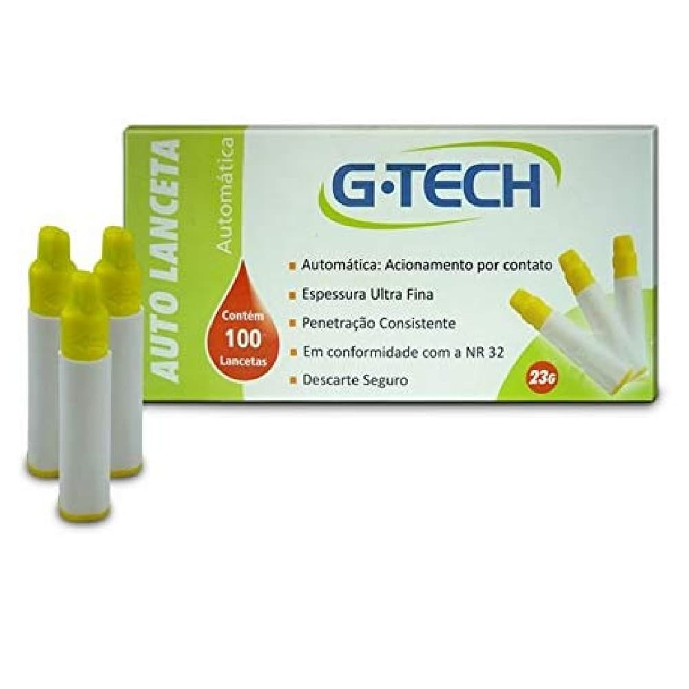 Auto Lanceta 23g G-Tech Caixa com 100 Unidades