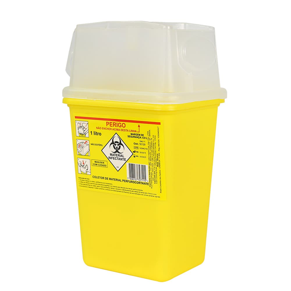 Coletor De Material Perfurocortante Em Plástico Labor Import (1l)