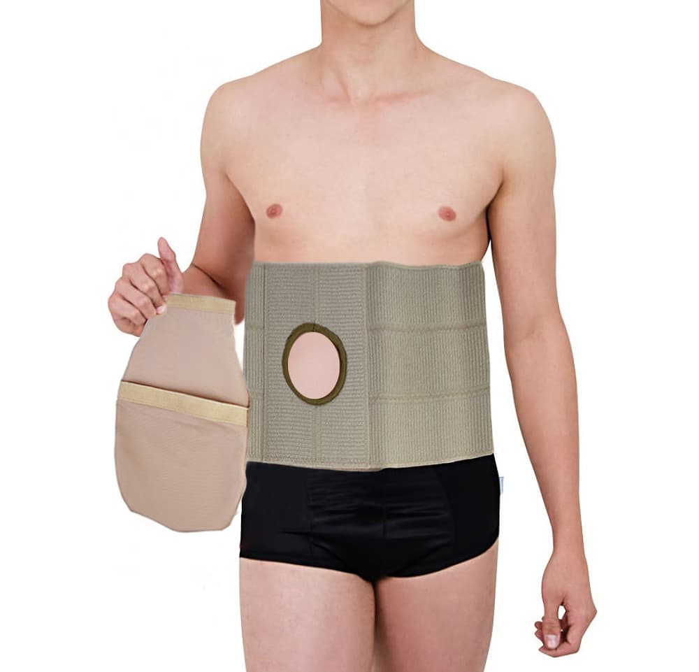 Faixa Abdominal 3 Elásticos Para Bolsa De Colostomia (G/Gg-Bege)