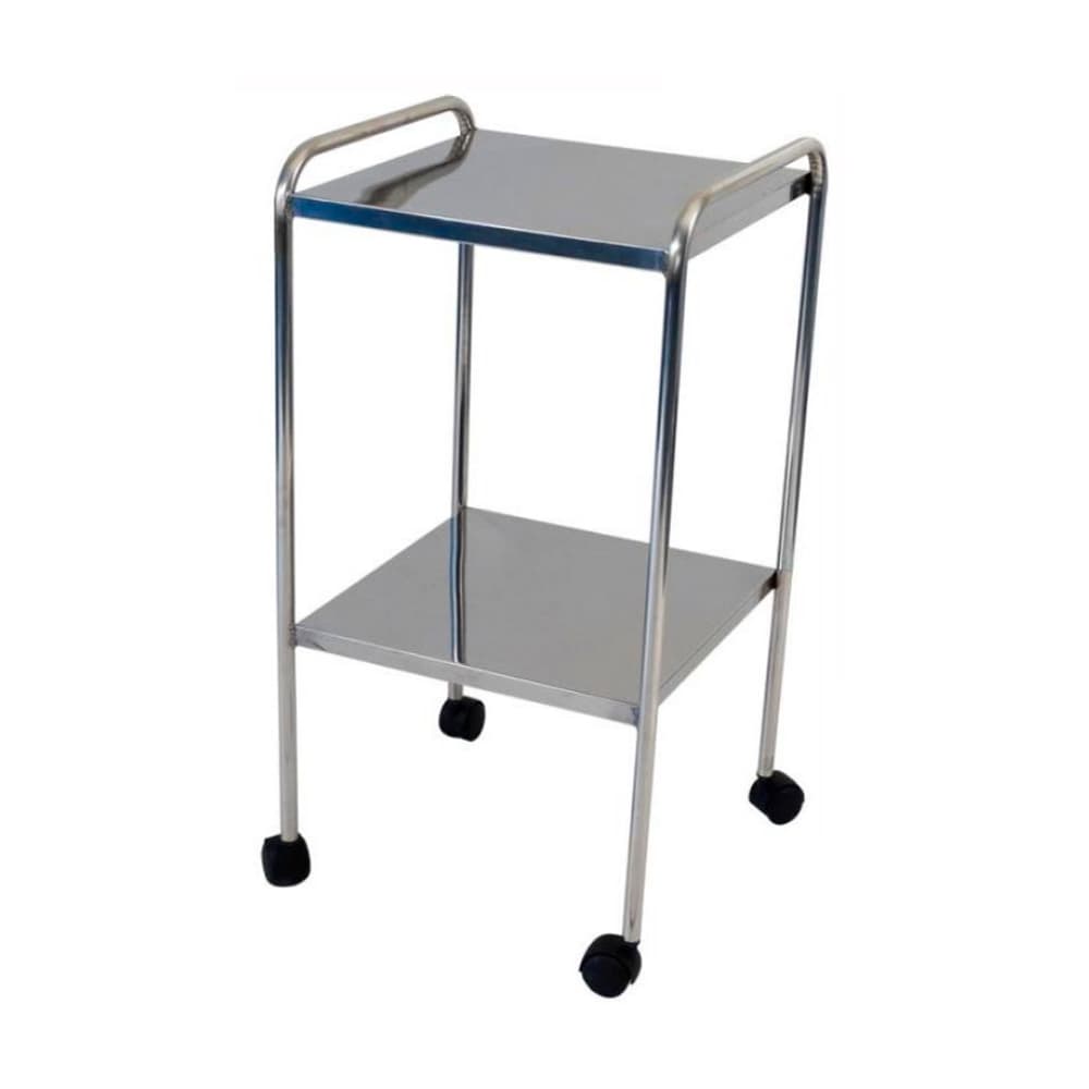 Mesa Auxiliar De Aço Inox Com Rodízio Moveismed (80x40x40cm)