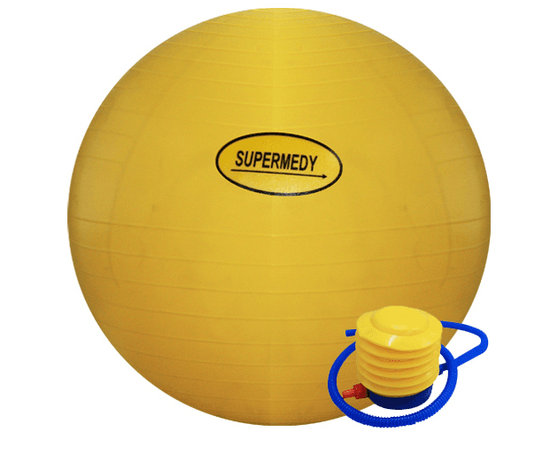 Bola Suíça Para Ginástica C/ Bomba Inflável 250kg Supermedy (55cm-Amarela)