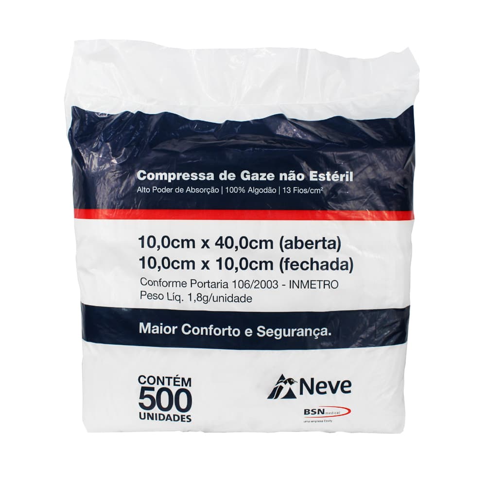 Compressa De Gaze 13 Fios Safe C/500un Neve (10x10cm) - Portal do Médico