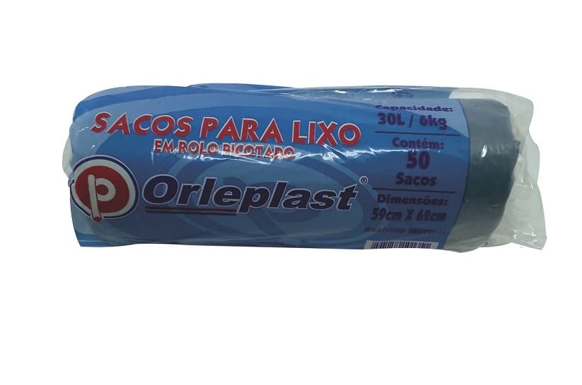 Saco Lixo Rolo 100% Reciclado Orleplast (30l-Com-50-Un) - Portal do Médico