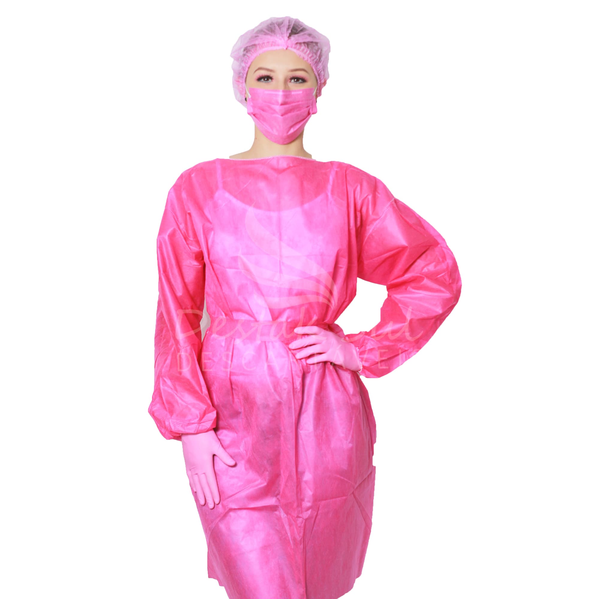 AVENTAL ML PINK 40G C/ TIRAS C/ 5 UN DESTAK