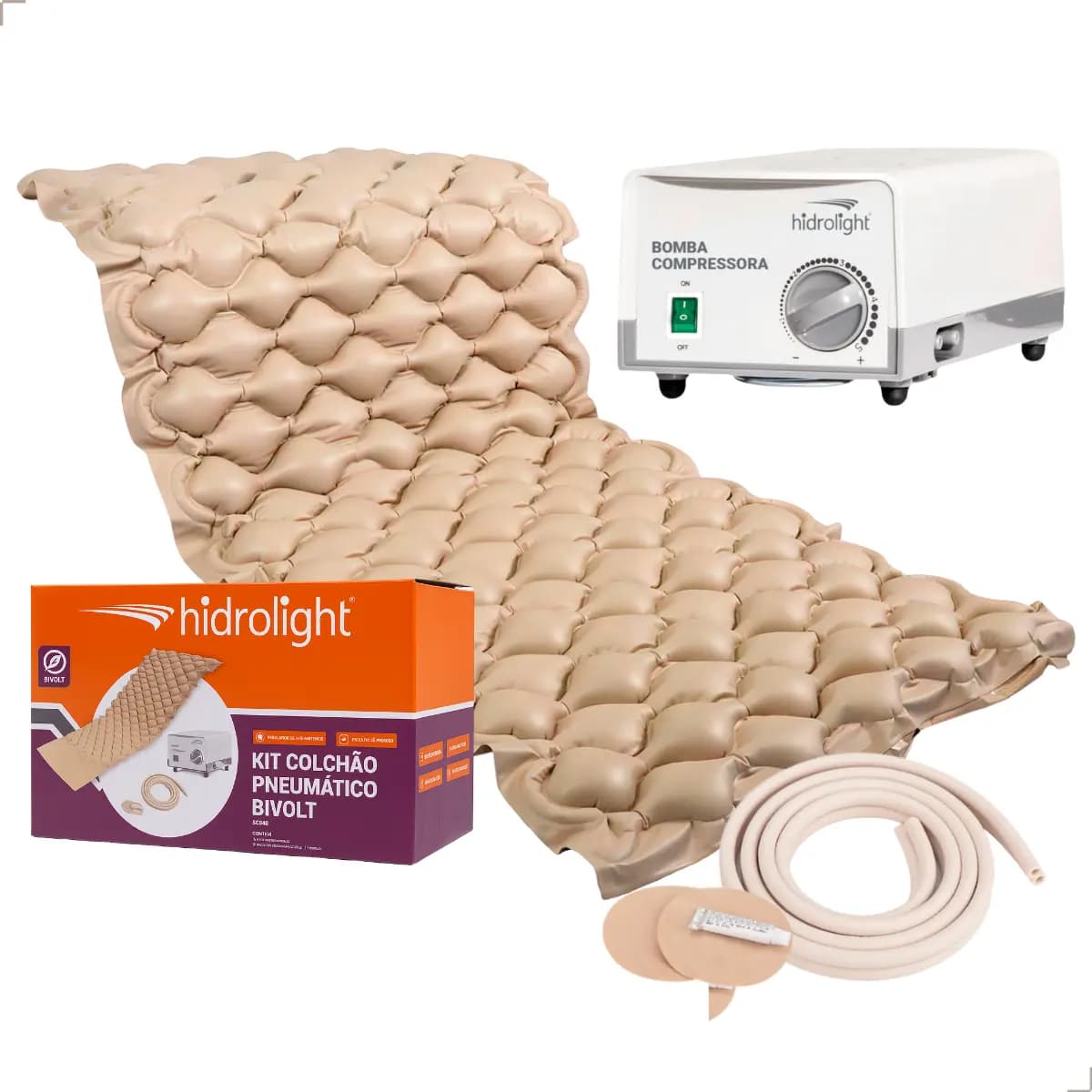 COLCHAO PNEUMATICO ANTI-ESCARAS COMPLETO BIVOLT – HIDROLIGTH