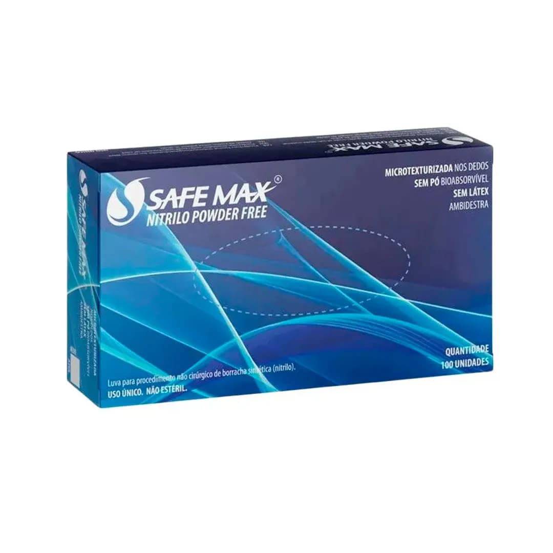 LUVA NITRILICA SEM PO G AZUL C/100 UND – SAFEMAX